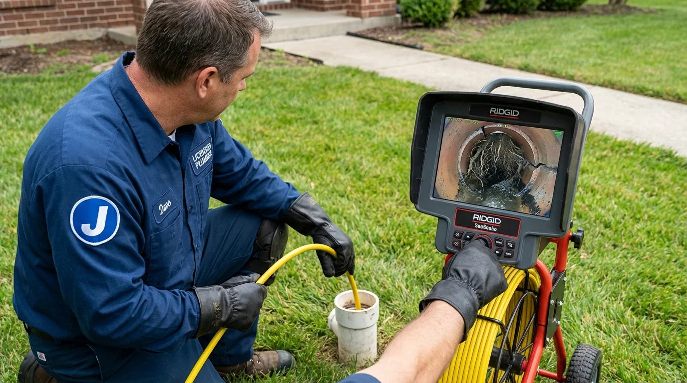 Sewer camera inspection being performed by Johns Plumbing LLC in Sandston